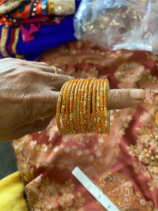 Other - Kids Orange Floral Print Stacking Bangles